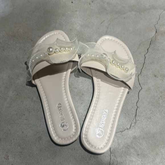 PEARLED DRESSY SLIDES/SANDALS - Picture 6 of 7